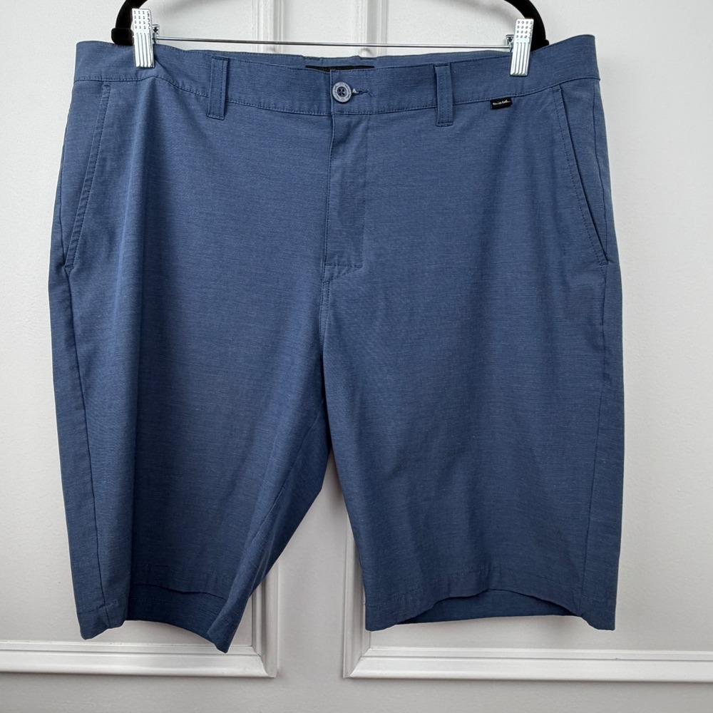 TravisMathew Beck Mens Blue Heathered Golf Performance Shorts Size 40 123280